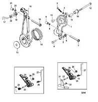 Дроссель и рычаг 2-Х ТАКТНОГО ПЛМ MERCURY 50EO Серийный номер от 0G590000 до 0G760299